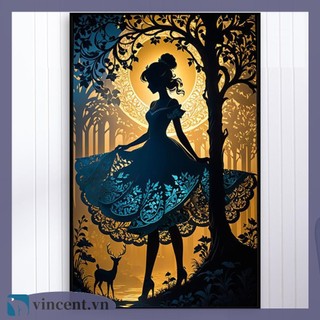 [Vincent.vn] 5D DIY Full Round Khoan Kim Cương Tranh Silhouette Girl Trang Trí Nhà Nghệ Thuật Thủ Công