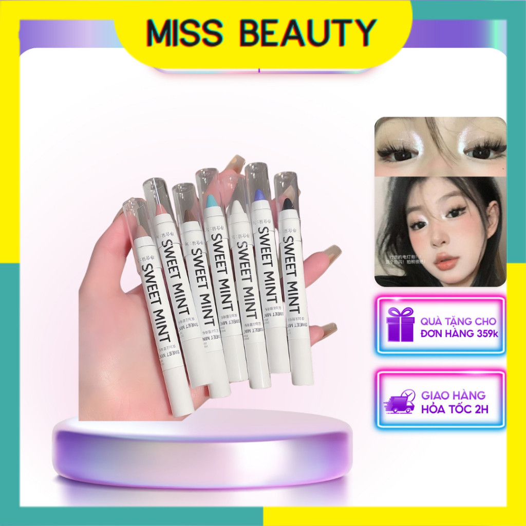 Bút nhũ mắt vỏ trắng SWEET MINT dạng bút chì gọt bắt sáng hot trend sweetmint (Bản Dupe NYX Jumbo hi