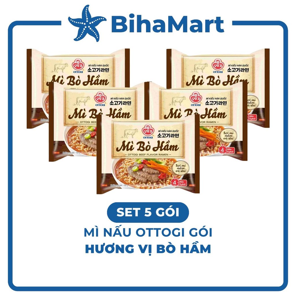 [SET 5 GÓI] - OTTOGI - Mì nấu Ottogi hương vị Bò hầm, Mì Bò hầm Ottogi, Mì Ottogi Bò hầm, Mì nấu Oto