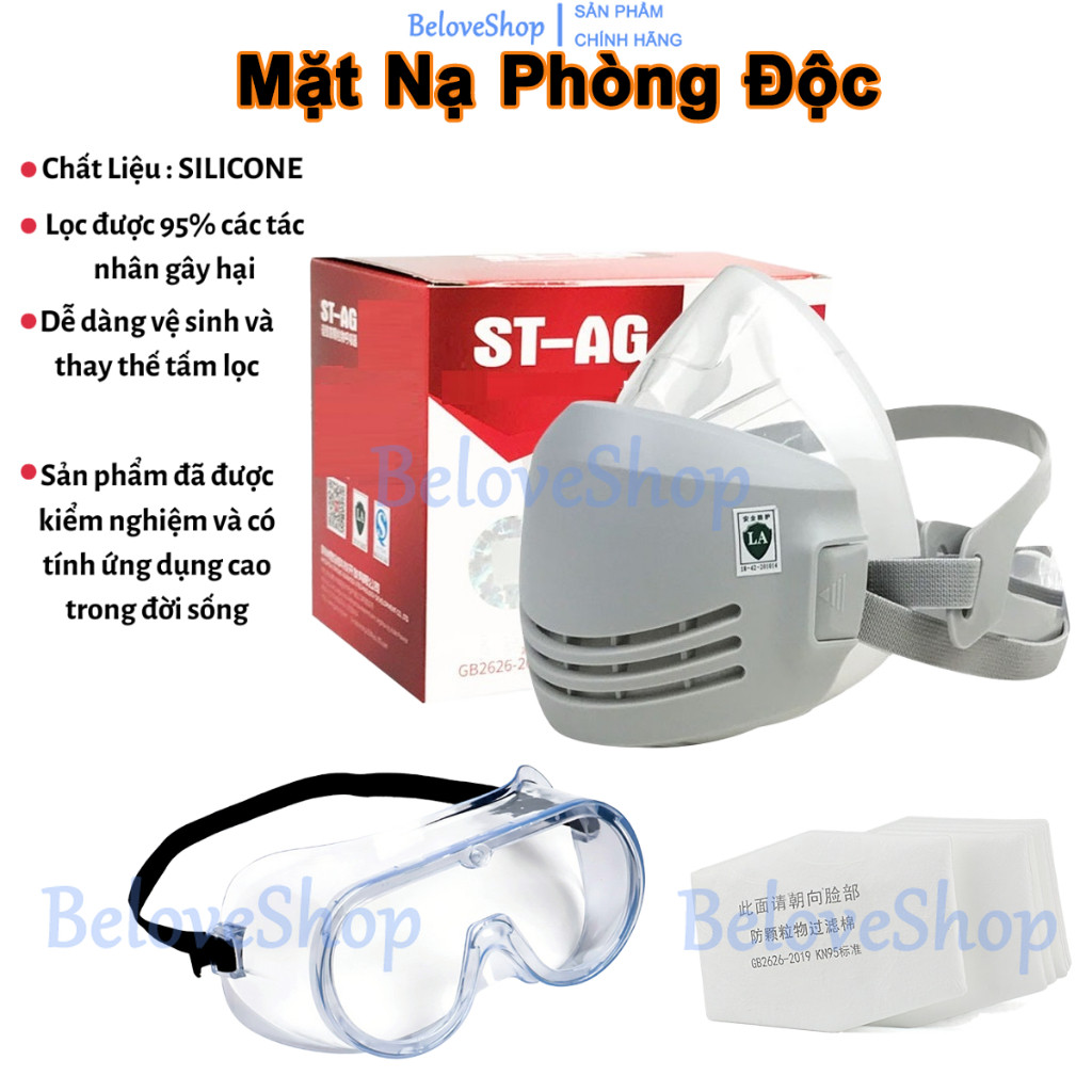 Mặt Nạ Phòng Độc kèm kính và tấm lọc PM25 chống độc , chống bụi, vi khuẩn hiệu quả