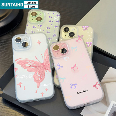 Suntaiho Họa Tiết Nơ Bướm Đẹp Trong Suốt Mờ Dành Cho Iphone 16 15 14 12 13 11 Pro Max IP 7 8 Plus Iphon X Xs XR Xs Max TPU Silicon Mềm Cao Cấp Chống Sốc Ốp điện thoại