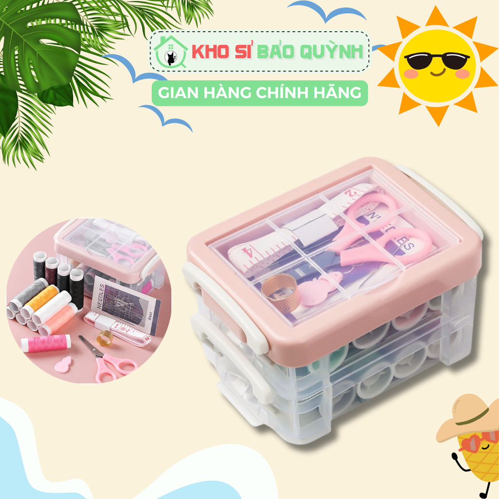 Hộp Kim Chỉ Đa Năng, Hộp Kim Chỉ May Vá, Hộp Kim Chỉ 3 Tầng Tiện Dụng, Nhỏ Gọn, Bộ Kim Chỉ May Vá