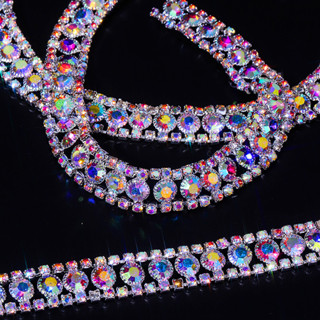1 yard Sáng Bóng Kim Cương Giả Dải Trang Sức Vòng Cổ Đính Đá Quý Lấp Lánh Váy Cưới Trang Trí Đánh Giá