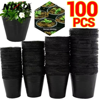 [Trang chủ] Chậu ươm giữ nhiệt màu đen 50 / 100 CÁI | Túi gieo hạt dày có lỗ thoát nước để làm vườn tại nhà, trồng rau & nhân giống cây trồng