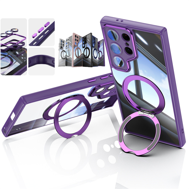 Ốp lưng trong suốt có thể xoay từ tính cho Samsung Galaxy S25 S24 S23 Plus Ultra A16 A06 Vòng bảo vệ