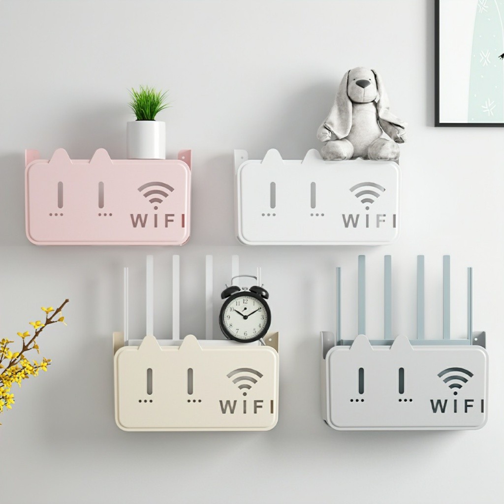 Kệ đựng wifi treo tường, Kệ wifi đặt modem, đầu kỹ thuật số, ổ cắm điện, chất liệu nhựa ABS VALEN