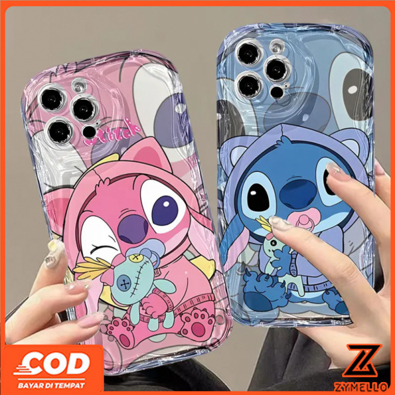 Ốp điện thoại TPU chống sốc thiên thần Stitch hoạt hình Tương thích với IP 16 IP 16 Pro Max IP 15 Pr