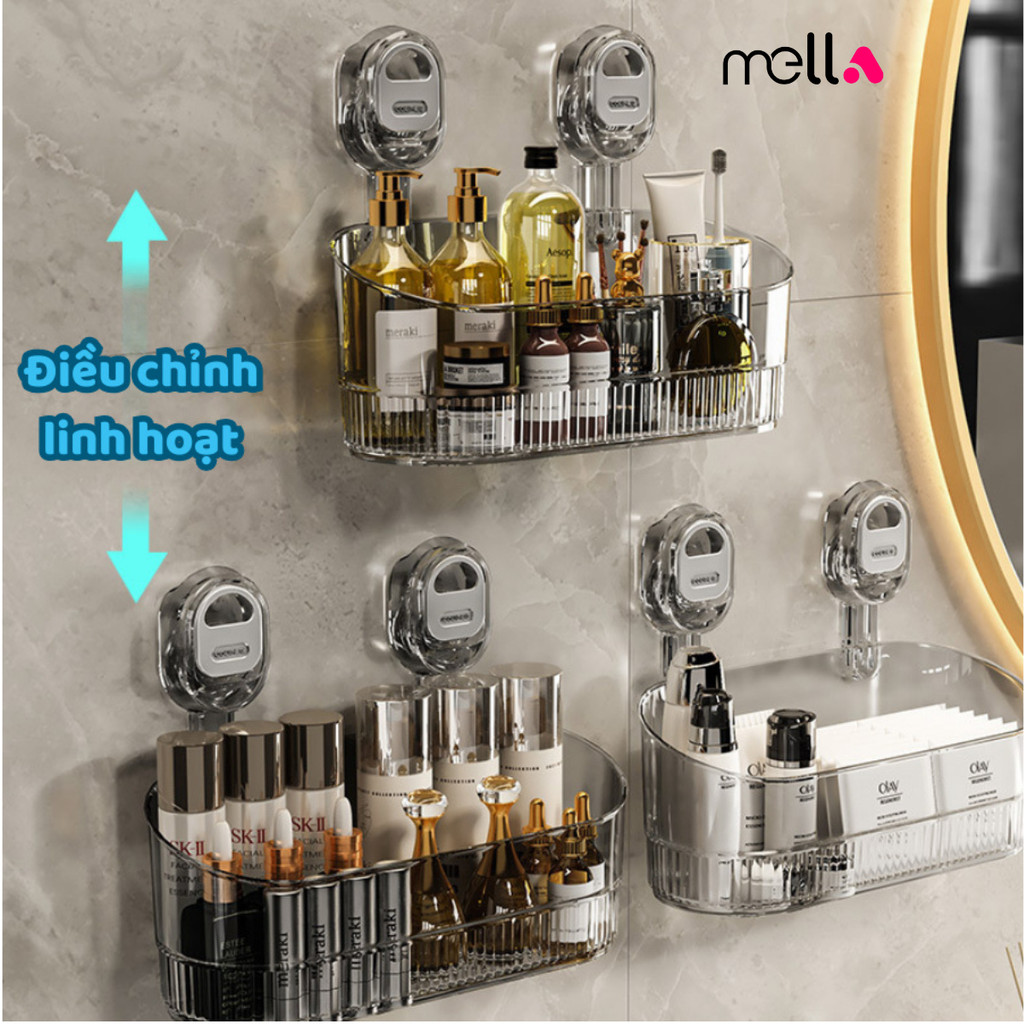 Kệ Để Đồ Nhà Tắm Hút Chân Không, Kệ Nhà Tắm, Nhà Bếp Không Khoan, Không Dán, Có Lỗ Thoát Nước Chịu Lực 10kg