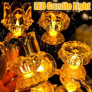  Đèn nến điện tử LED Lotus - Đèn ngủ hình hoa sen trong suốt - Đèn sen lãng mạn - Trang trí đèn nến gia đình - Đèn nến không cháy - Đèn cổ tích chạy bằng pin 