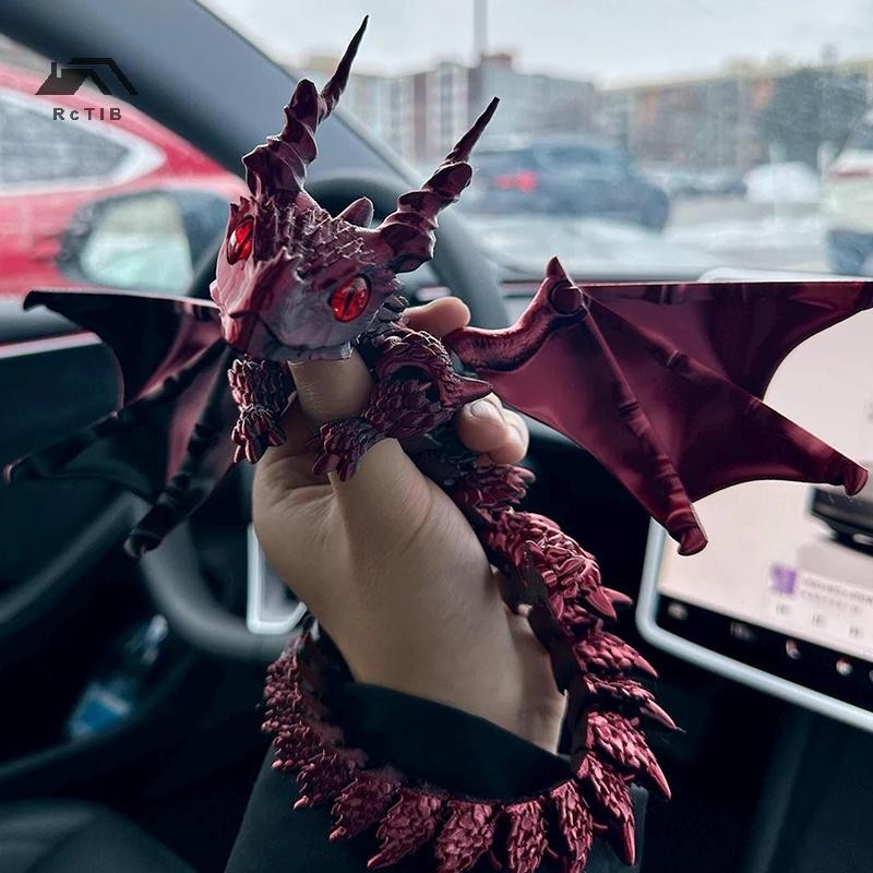 < RcTlB > Rồng in 3D có cánh Xe ngựa hình rồng Deco Art Dragon Điêu khắc rồng Máy tính để bàn Quà tặ