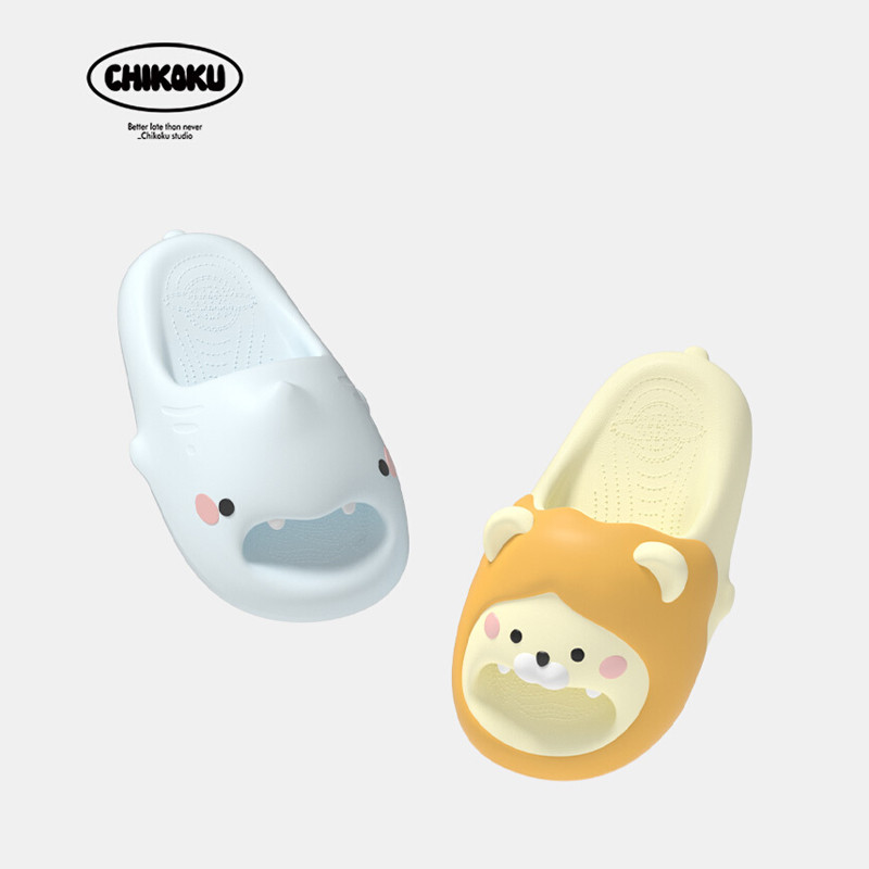AYUER Chikoku Thiết kế sư tử / cá mập chính hãng Dép hoạt hình dễ thương. Dép cặp đôi đế dày trong n