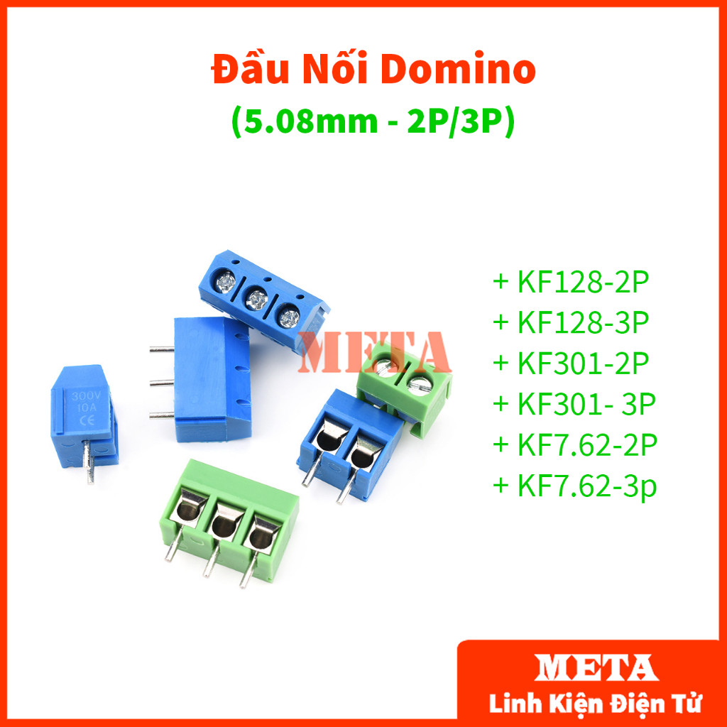 [Túi 5 Cái] Đầu Nối Domino KF128-2P/3P KF301-2P/3P KF7.62-2P/3P - Khoảng Cách Chân 5.08mm - Cầu Đấu 