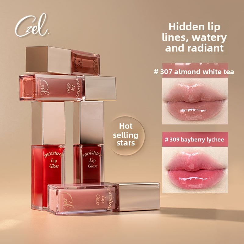 Son môi tinh chất môi Czel, son bóng, son môi gương nước, son môi thủy tinh màu nude, dầu môi 0DFN