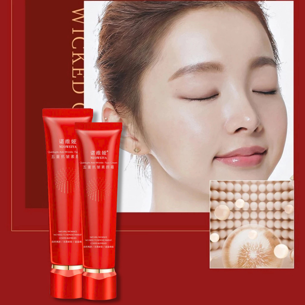 Kem Lười Make Up Nâng Tone NUOWEIYA FIVE FIRMING  - Kem Five Firming Giúp Xóa Nhăn, Che Khuyết Điểm, Làm Trắng Và C