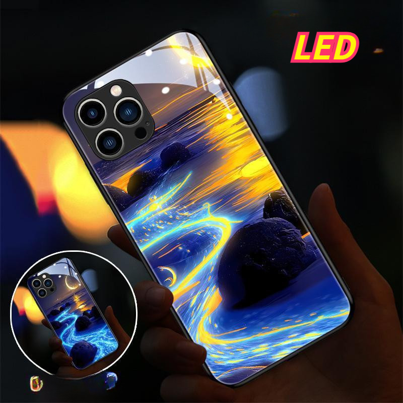 Kính ban đêm Đèn LED phát sáng vỏ điện thoại Vỏ bảo vệ iPhone 16promax 16pro 16 15 15Promax 15pro 14