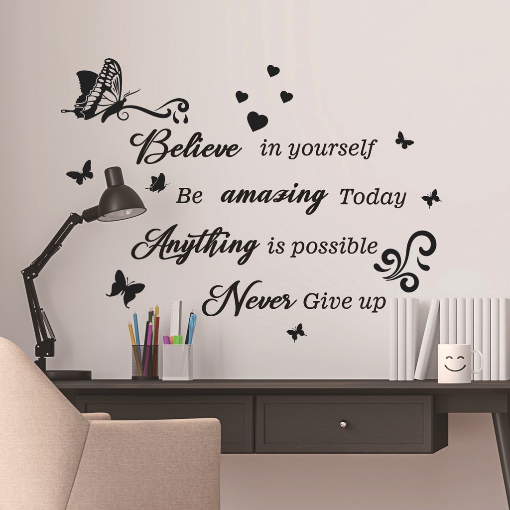 Decal dán tương chữ tiếng anh màu đen xinh trang trí phòng NF005