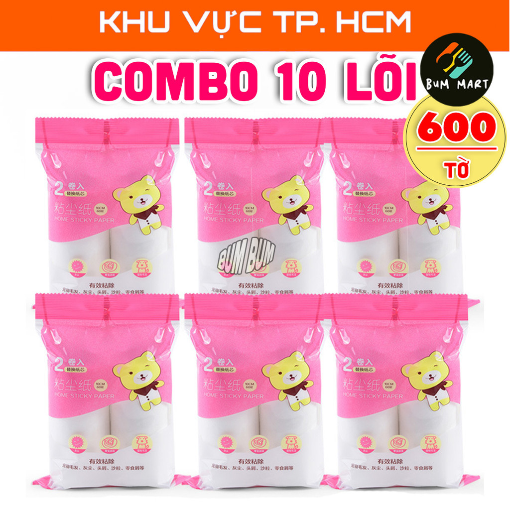 Combo 10 Lõi Cây Lăn Bụi Làm Sạch Quần Áo - Lõi Cây Lăn Bụi 10cm, 16cm (50 Tờ) - Lăn Lăn Dự Phòng Th