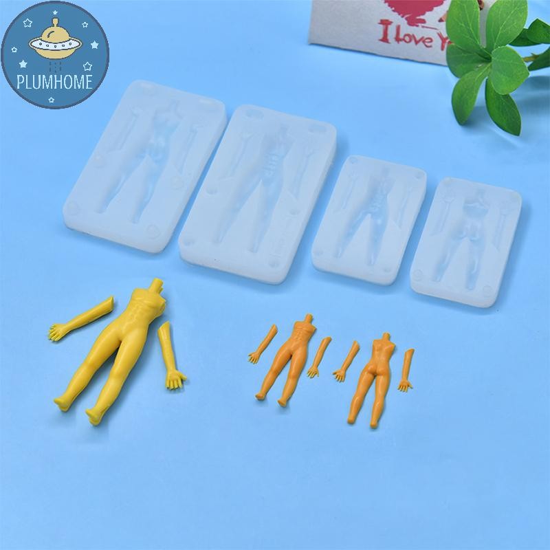 PLUMHOME 1 Bộ Đất Sét Polymer Nam Búp Bê Cơ Thể Torso Khuôn Silicon Fondant / Nhựa Đất Sét DIY Búp B