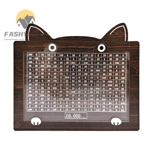 Ngân hàng heo đất FASHYUNER, có quầy mục tiêu Hộp tiết kiệm tiền bằng gỗ, Ngân hàng lưu trữ tiền mèo hoạt hình có thể tái sử dụng cho người lớn và trẻ em