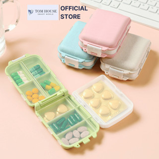 Hộp Khay Đựng Thuốc Phụ Kiện Chia 8 Ngăn Gấp Gọn MẪU MỚI 2025 Màu Lúa Mạch Nắp Nhựa Chống Thấm