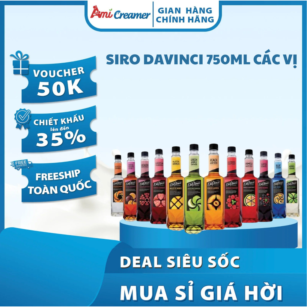Siro Davinci Các Vị - Syrup Davinci Chai 750ML Các Hương Vị