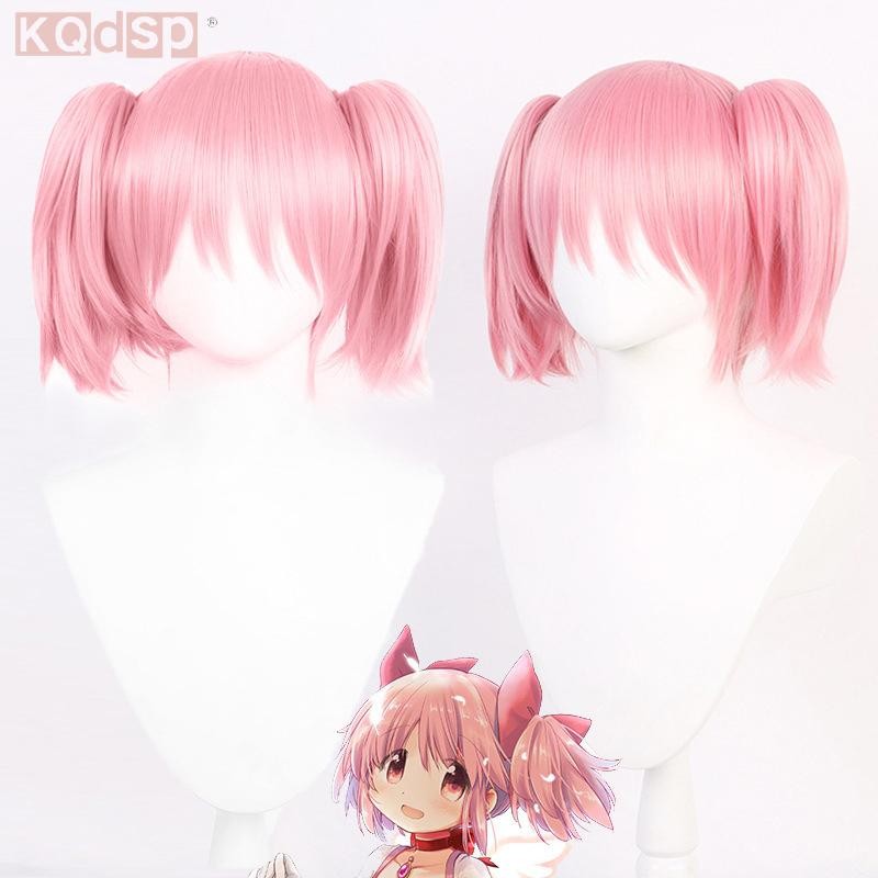 Widefiling Madoka Kaname Cosplay Tóc Giả Chất Lượng Cao Màu Hồng Ngắn Kẹp Đuôi Ngựa Tóc Tiệc Anime P