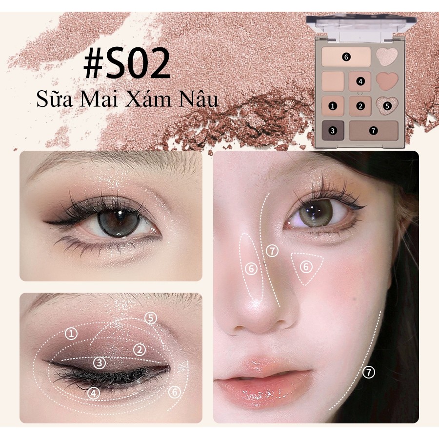 VEECCI Bảng Phấn Mắt 10 Ô Bảng Phấn Mắt Hồng Nhũ Lâu Dài Trang Năng Mịn Dễ Tán MINI 4.2g | BigBuy360 - bigbuy360.vn