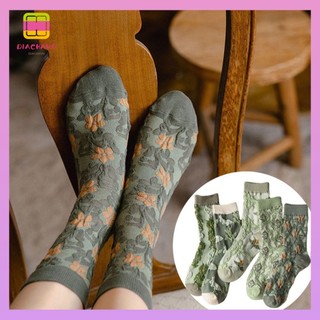 Tất Nữ DIACHAVN Phong Cách Retro Bông Tai Kẹp Xanh Cotton Mềm Mại
