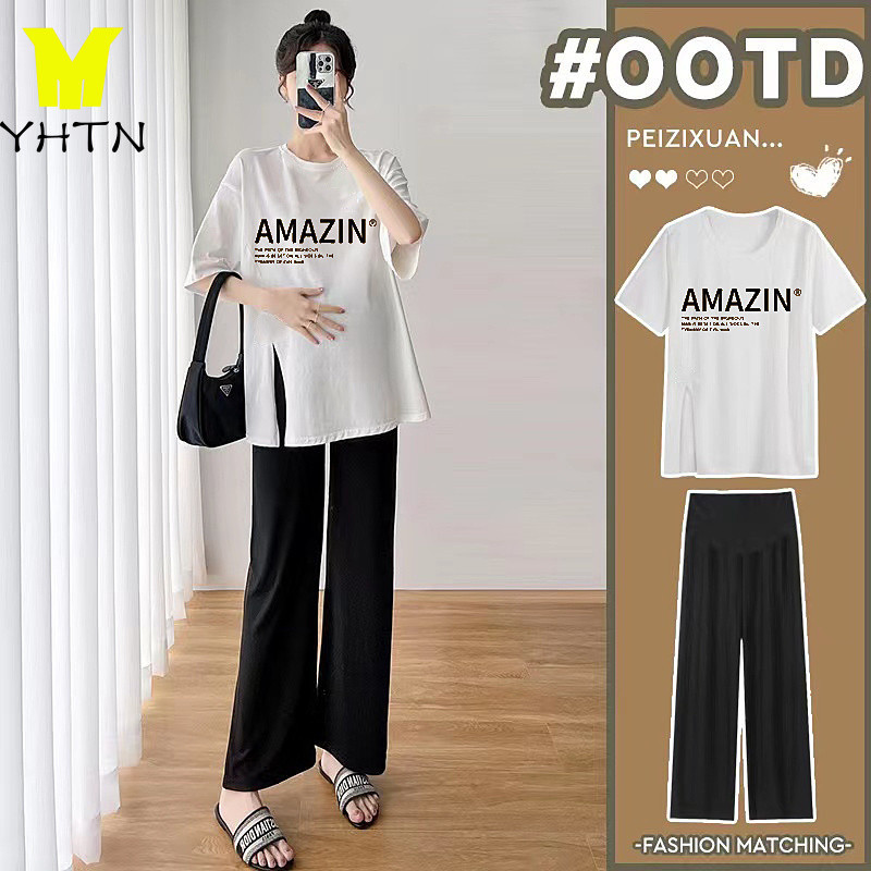 YHTN set bầu bộ đồ mùa hè sét quần áo Chất lượng cao sang chảnh  bà Sản phẩm mới dễ thương bigsize c