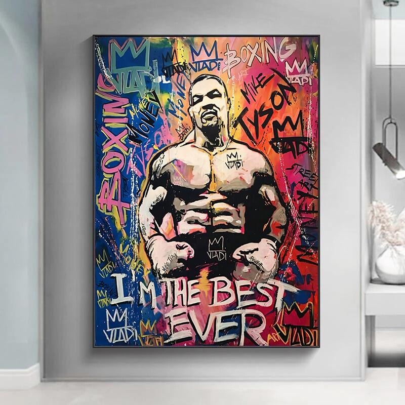 Boxer Mike Tyson Pop Art Canvas Tranh Boxing Champion Graffiti Poster Tôi Là Tốt Nhất Từng Tạo Động 