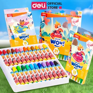  Bút Sáp Dầu Deli - Màu Sáp Hộp 12 18 24 Màu Sắc Tươi Sáng Dùng Tô Vẽ Tranh Mỹ Thuật Đa Dạng Màu Lựa Chọn Quà Tặng Cho Bé 