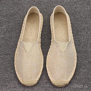 [ 17k lần mua lại] Giày Espadrilles đế vải lanh thủ công mùa hè cho nam, giày lười cá nhân thoải mái, thoáng khí, thấm hút mồ hôi, giày vải mới 8E5I