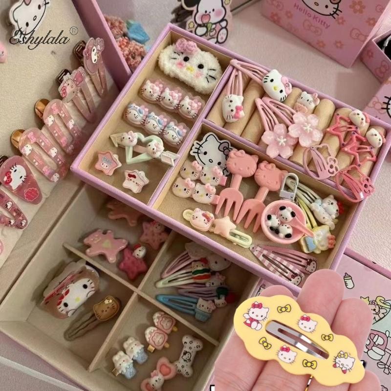 Eshylala 30 / 50 Chiếc Phụ Kiện Hello Kitty Kẹp Tóc BB Kẹp Hello Kitty Sanrio Màu Hồng Kẹp Tóc Ngẫu 