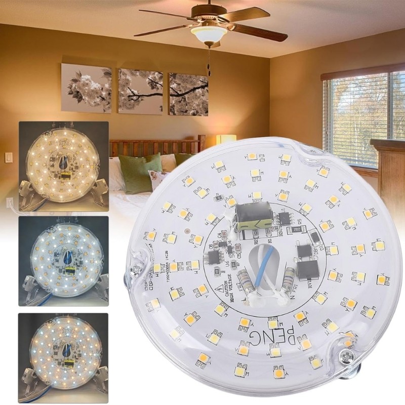 BTF 3 93Inch LED Quạt Trần Ánh Sáng Có Thể Điều Chỉnh Độ Sáng LED Retrofits Bảng Đèn Trần Xả Ánh Sán