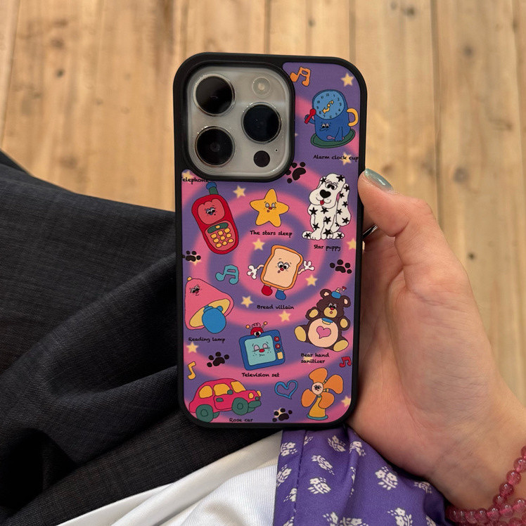 Dành Cho iphone case 16 Pro Max 15 Pro Max 14 Pro Max 13 Pro Max Họa Tiết Da Khung Đen Điện Thoại Gấ