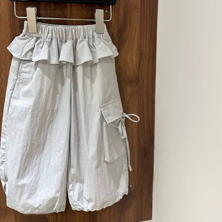 TIINGXUYU Quần ống rộng thông thường dành cho trẻ em Xuân Hè Phong cách mới Thời trang Thời trang Bé gái Quần yếm ren dáng rộng phù hợp Phiên bản Hàn Quốc