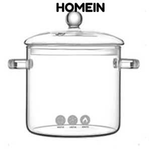 Nồi súp hầm thủy tinh HOMEIN 1350   1900ml có tay cầm Nồi thủy tinh Đa năng có nắp Nồi nấu chịu nhiệt Borosilicate cao Dụng cụ nấu ăn nhà bếp 