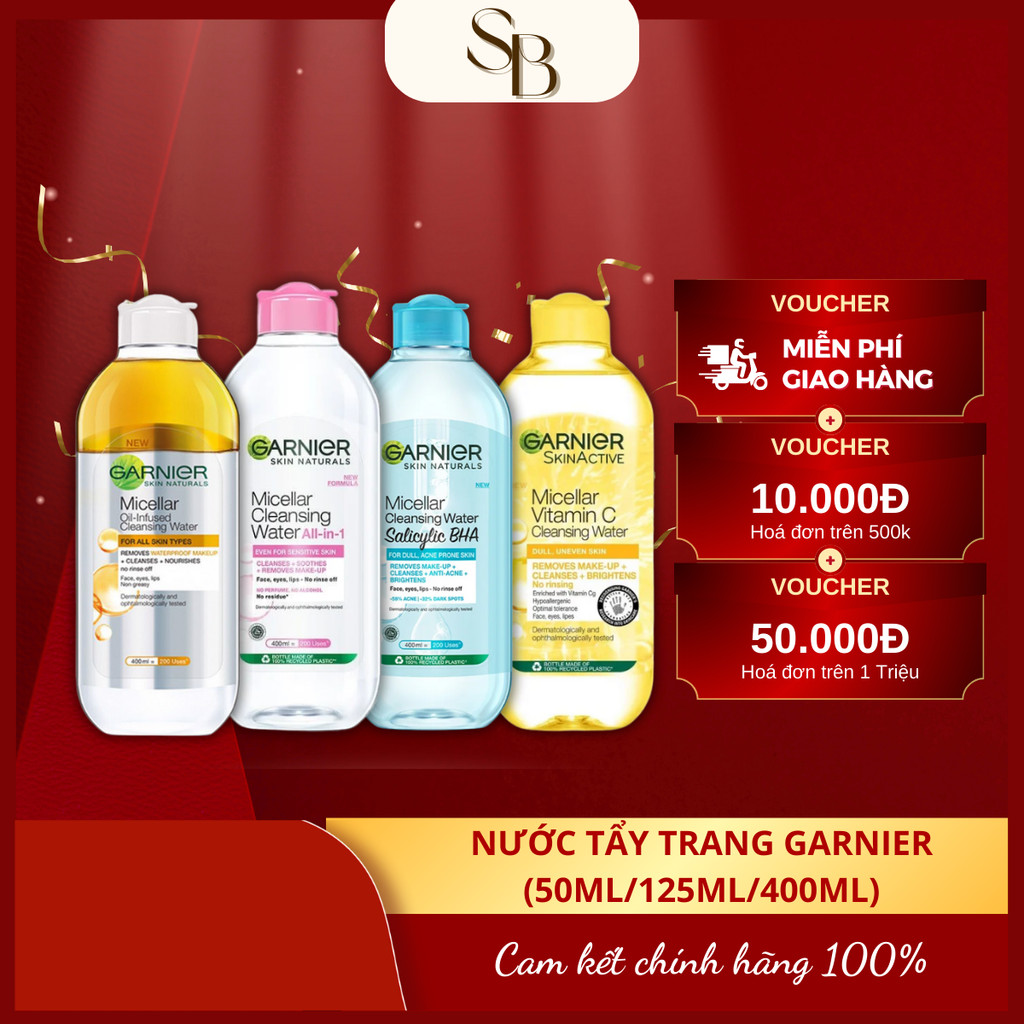 Nước Tẩy Trang GARNIER Micellar Cleansing Water Cho Mọi Loại Da (50ml/400ml)