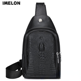 Túi đeo ngực nam IMELON Da PU cá sấu Túi đeo chéo chống mài mòn dung tích lớn