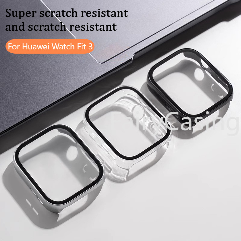 Kính cường lực + Vỏ PC cho Huawei Watch Fit 3 Vỏ bảo vệ toàn diện cho phụ kiện Huawei Fit 3