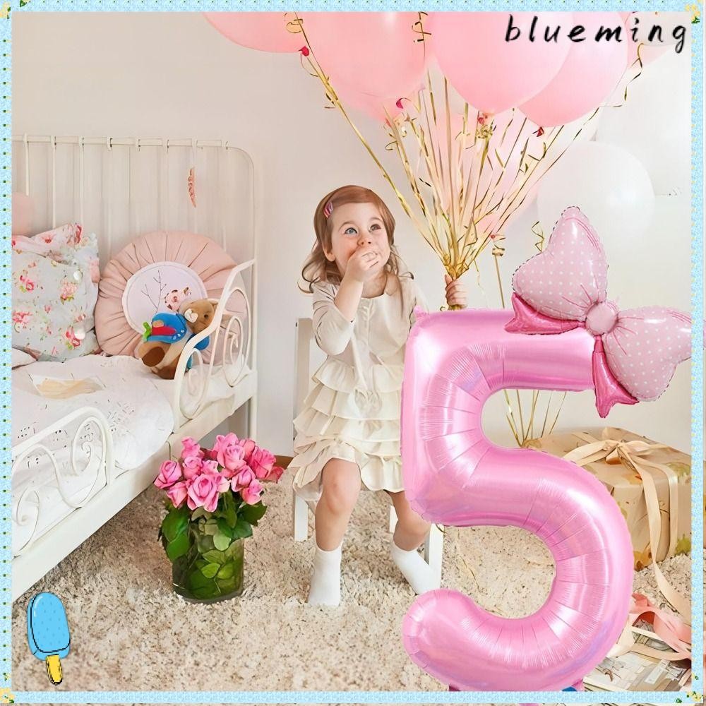 BLUEMING2 Quả bóng số sinh nhật, Trang trí sinh nhật Công chúa Sinh nhật Số Jumbo Bóng bay, Bóng bay