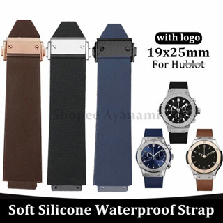 Dây đeo đồng hồ silicon cho dây đeo Hublot 19x25mm Vòng tay cao su mềm chống thấm nước Sọc Nam Nữ Dây đeo cổ tay thay thế