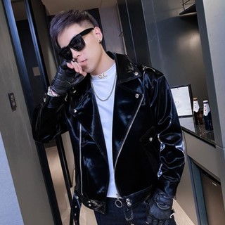 Áo khoác da nam Áo khoác da nam phong cách Hàn Quốc mới hợp thời trang đẹp trai Biker Áo khoác da ngắn thu đông
