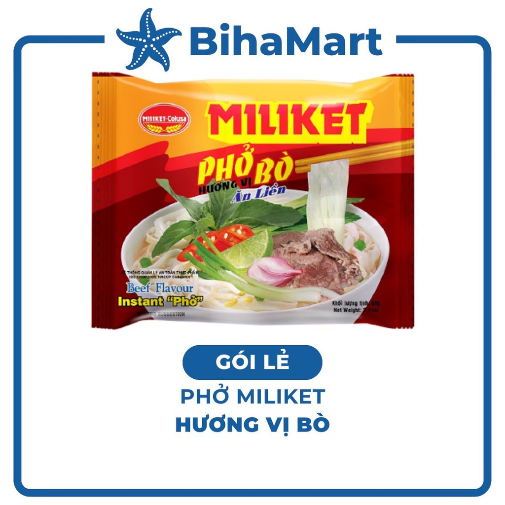 [GÓI LẺ] - COLUSA - Phở Bò Miliket, Phở Miliket bò, Phở bò gói Miliket, Phở bò ăn liền, Phở vị bò Mi