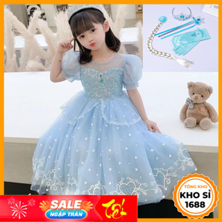 Đầm công chúa Elsa hoa trang đi tiệc cho bé gái, váy Noel, váy đầm công chúa tuyết xinh xắn, váy Giáng Sinh E1786