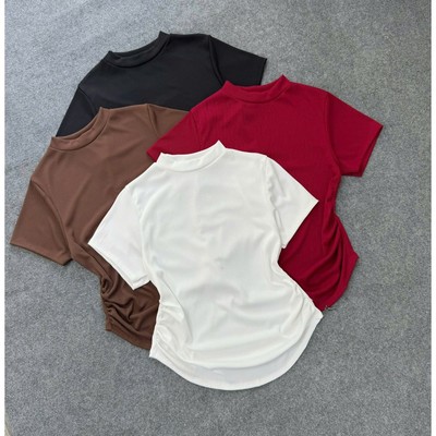 Áo thun bigsize nữ tay ngắn chiết eo dáng ôm chất gân tăm co giãn thoải mái thoáng khí 58-95kg G202