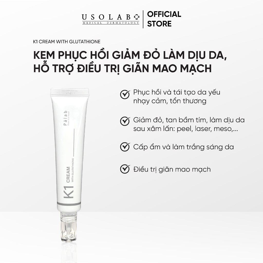 Kem phục hồi giảm đỏ làm dịu da, hỗ trợ điều tri giảm mao mạch PALAB K1 CREAM 40ml - hatastore