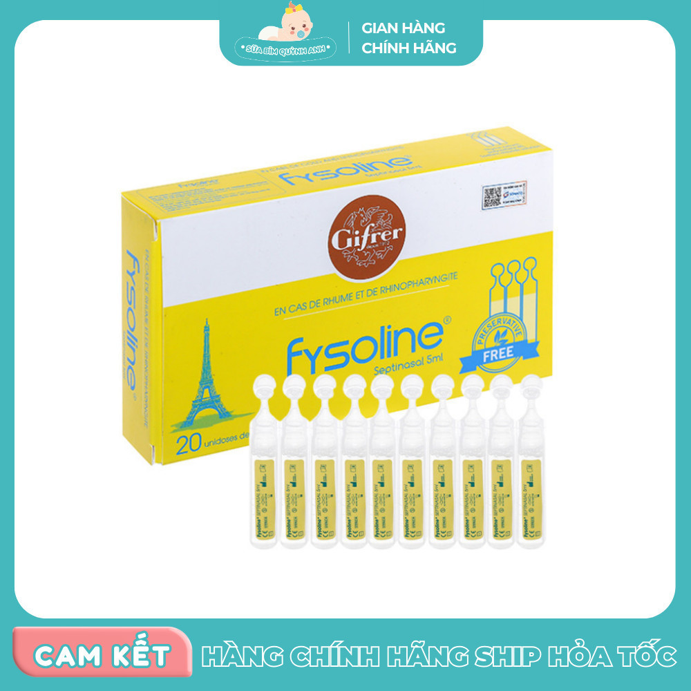 Nước Muối Sinh Lý Pháp Fysoline Hỗ Trợ Giảm Viêm Mũi, Sổ Mũi, Nước Muối Fysoline Vàng(Vỉ 10 Ống x 5m