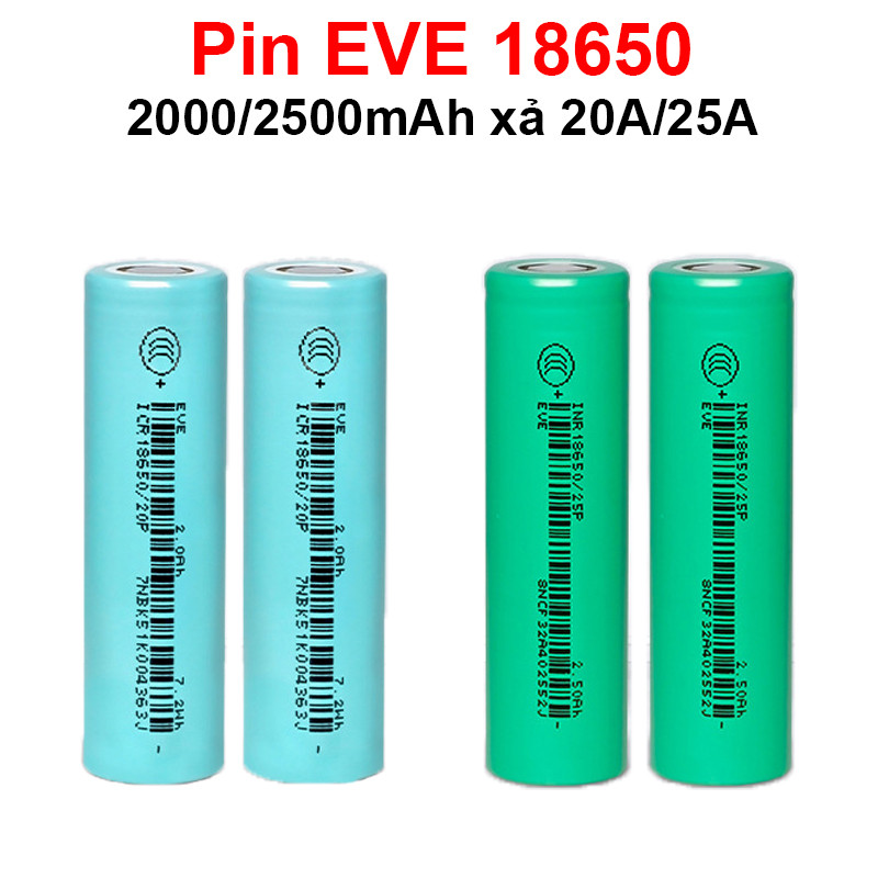 (1 Viên) Pin EVE 18650 dung lượng 2000/2500mAh xả 15A/20A/25A