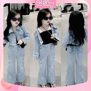  KH699 Set bộ quần áo bé gái Set bò jean quần loe cho bé 